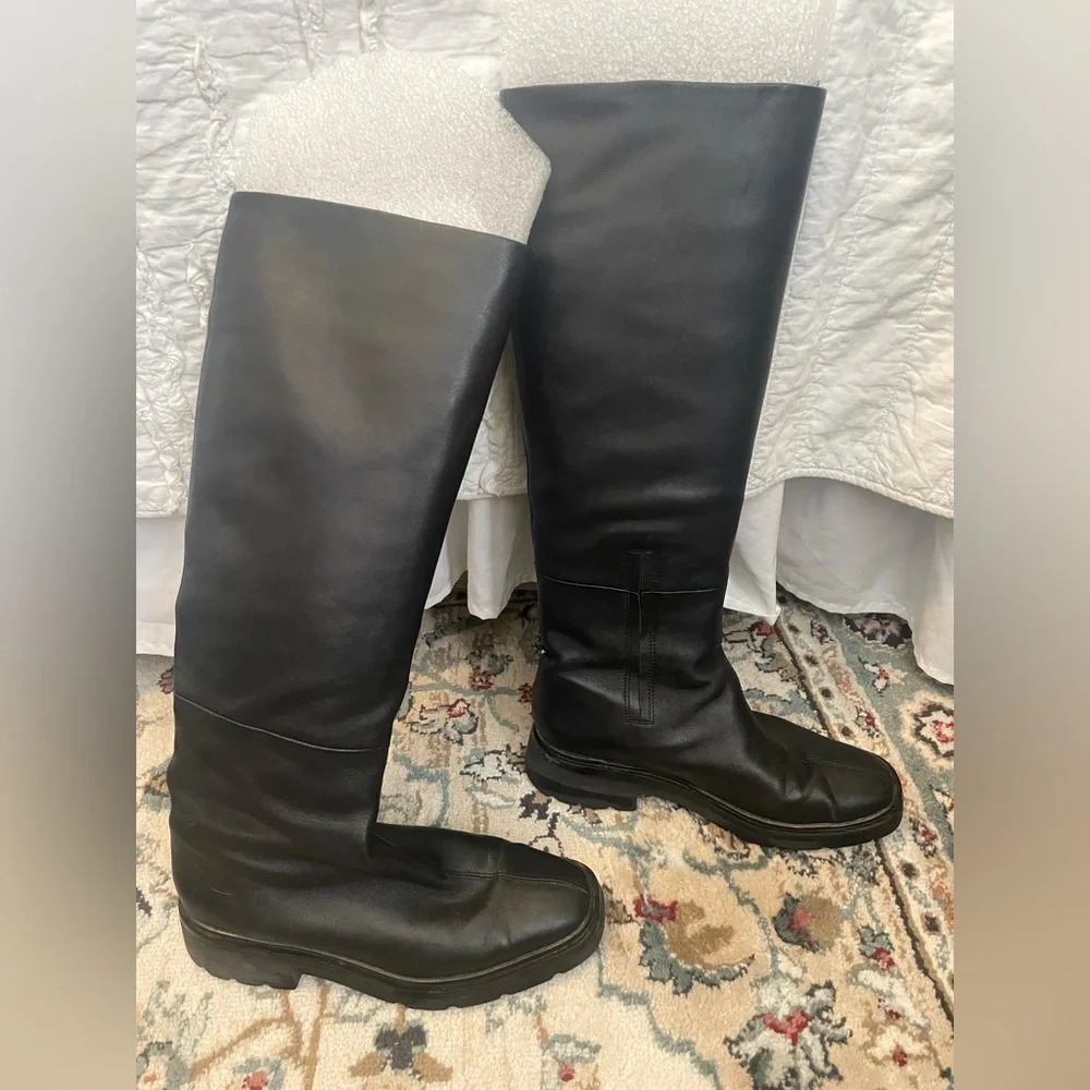 Vince Black Leather Over-the-Knee Riding Boots